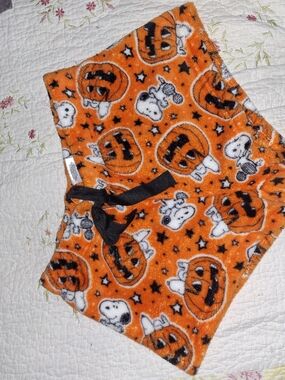 Spencer's Orange Snoopy Pumpkin Fleece Pajama Shorts